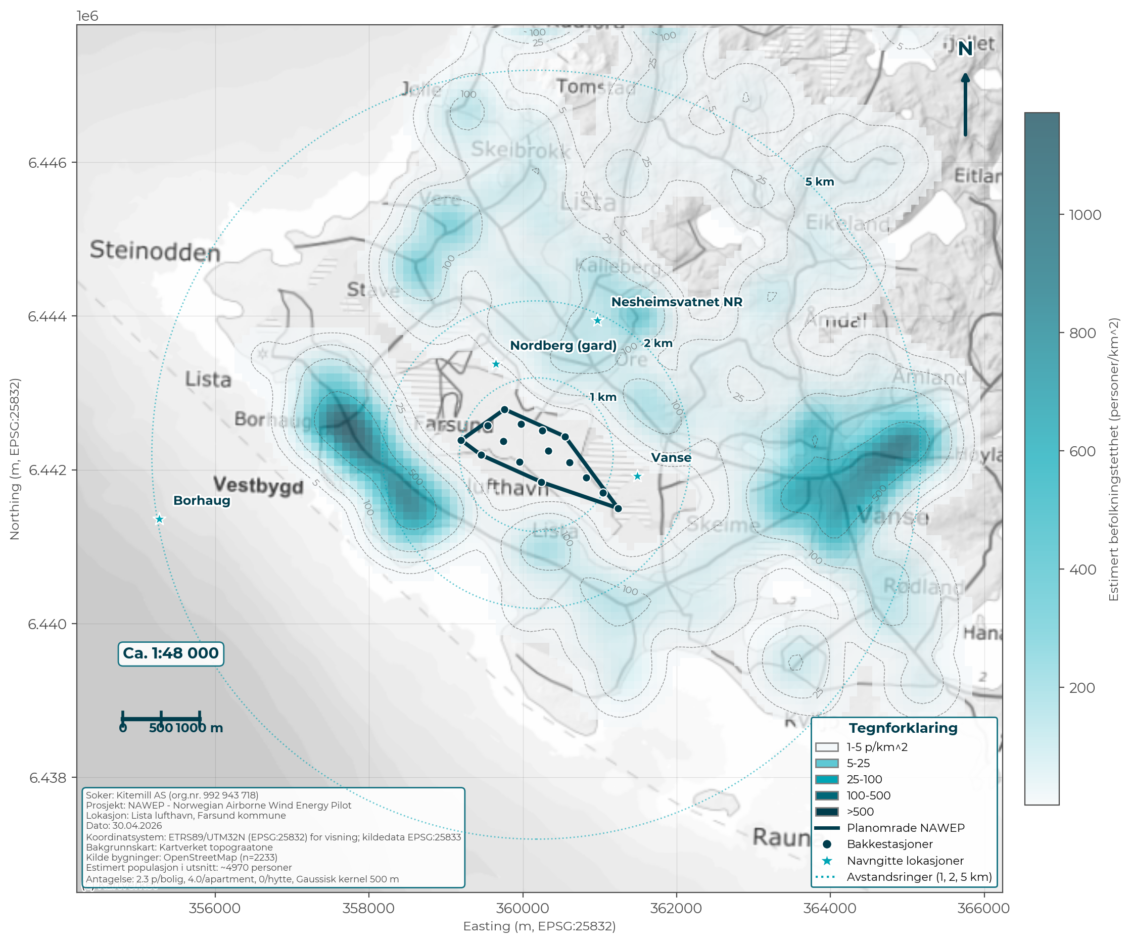 Population density around NAWEP