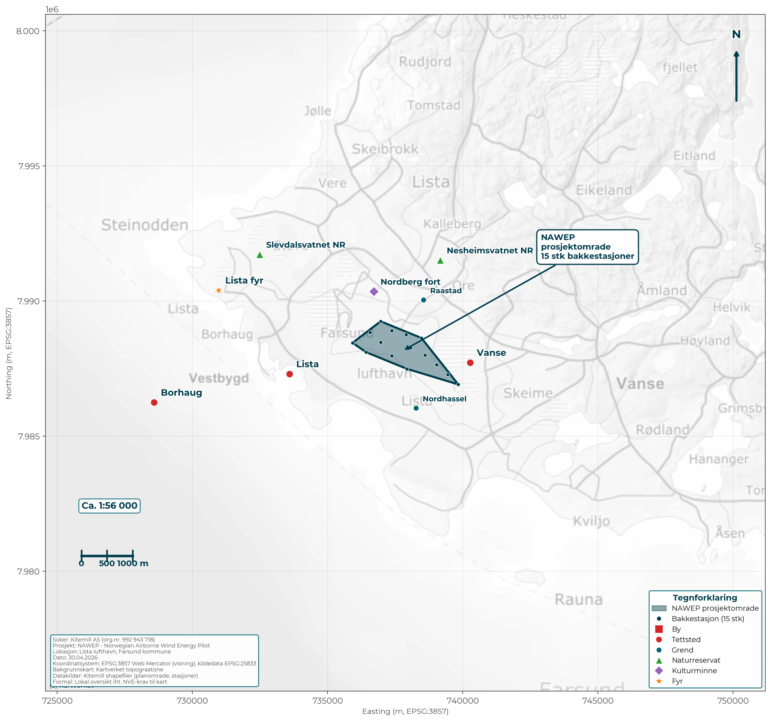 NVE-suitable local overview map with the operating area