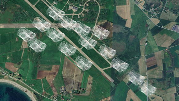 Aerial photo with operational circles — alternative angle