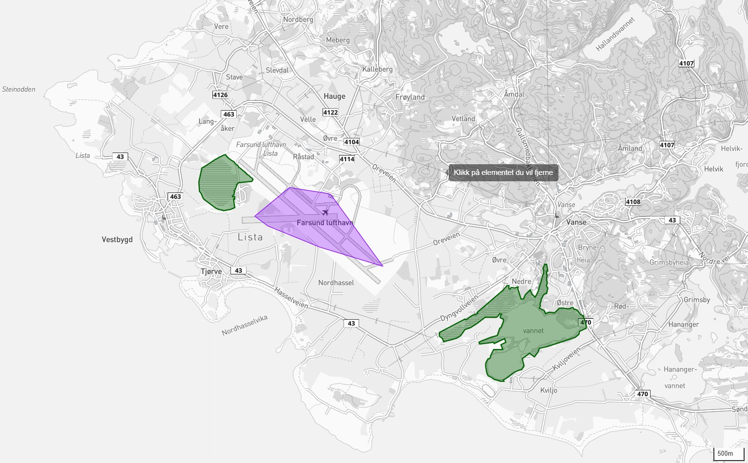 Map with Slevdalsvatnet and Nesheimvatnet nature reserves
